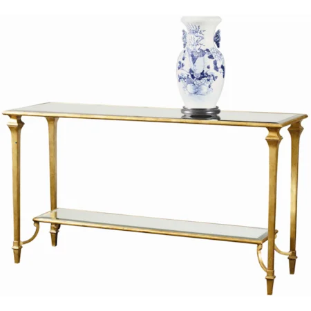 Turgot Console Table with Beveled Antique Mirror Shelf
