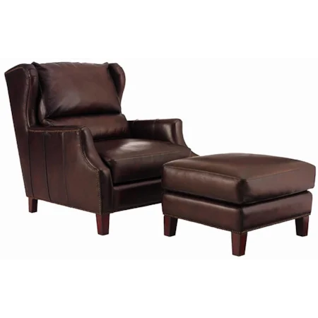 Traditional Chair and Ottoman with Tapered Wood Legs