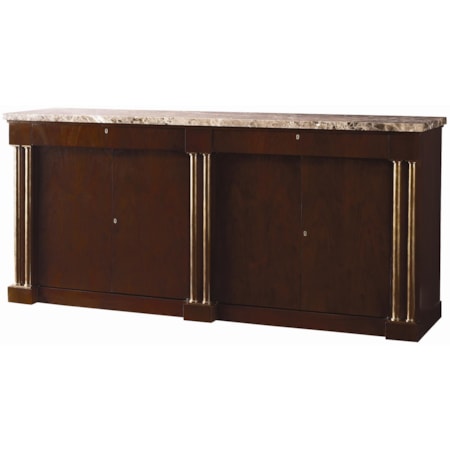 Transitional Buffet with Marble Top and Bronze Posts
