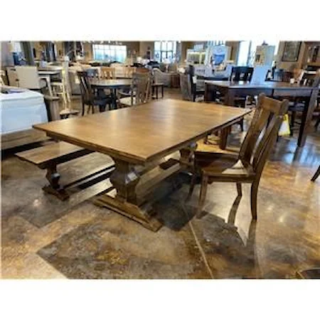 Customizable Solid Wood Double Pedestal Dining Table with Leaf Options