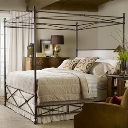 Laguna King Bed with Canopy and Upholstered Headboard 