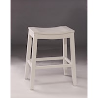 White Backless Non-Swivel Bar Stool