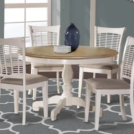 Two-Tone Round Table with Pedestal Base