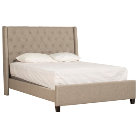 Traditional King Size Upholstered Bed with Tufting
