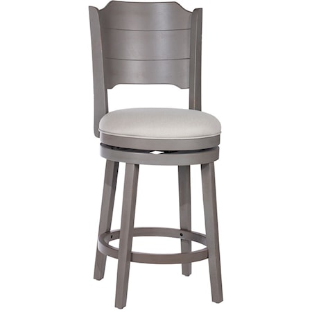 Farmhouse Swivel Bar Stool with Upholstered Seat