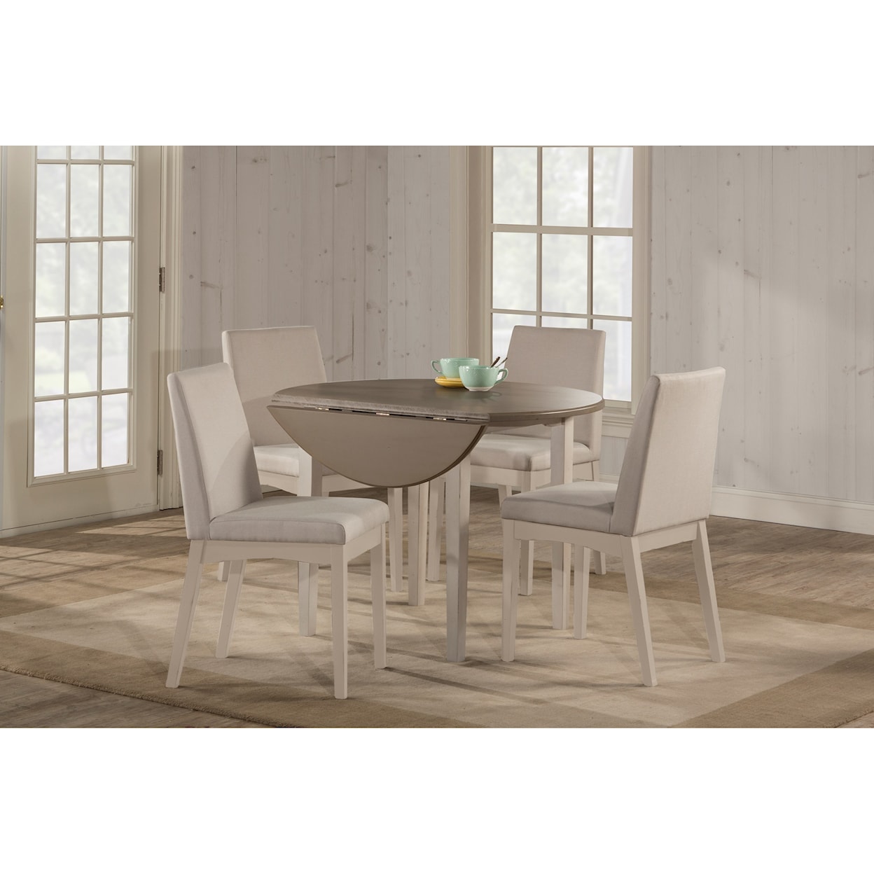 Hillsdale Clarion Round Drop Leaf Dining Table w/ Straight Leg