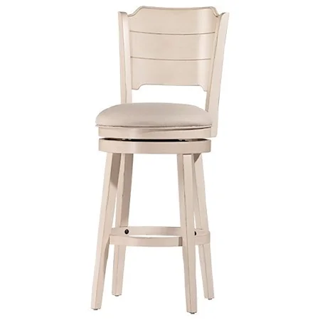 Farmhouse Swivel Bar Stool with Upholstered Seat