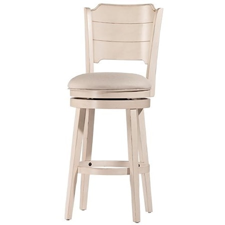 Farmhouse Swivel Bar Stool with Upholstered Seat