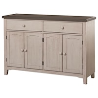 Farmhouse Two Tone Dining Server with Four Doors and Bottle Rack