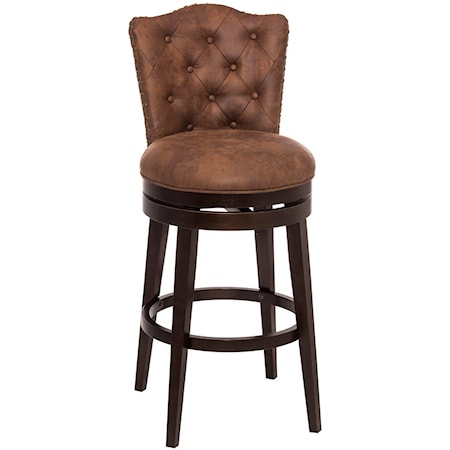 Transitional Counter Height Swivel Stool with Button Tufting