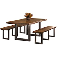 3-Piece Rectangle Dining Set with Two Benches