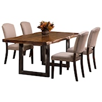 5-Piece Rectangle Dining Set with Natural Sheesham Wood