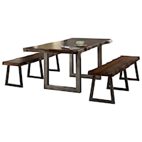 3-Piece Rectangle Dining Set with Two Benches