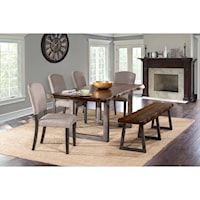 6-Piece Rectangle Dining Set with Dining Bench and Chairs