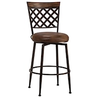 Casual Commercial-Grade Swivel Counter Stool with Lattice Back