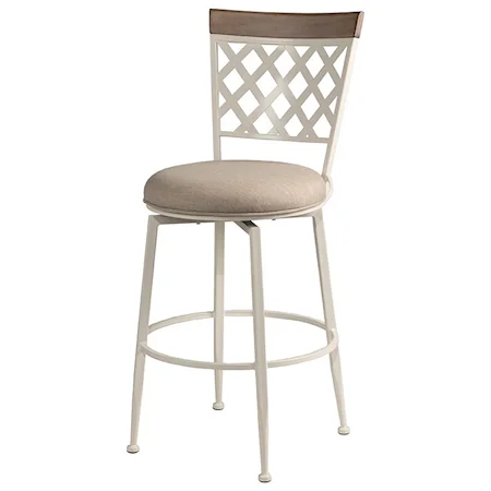 Casual Commercial-Grade Swivel Counter Stool with Lattice Back