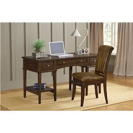 Three Drawer Desk and Upholstered Chair Set