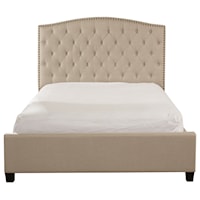 California King Upholstered Bed with Tufted Headboard