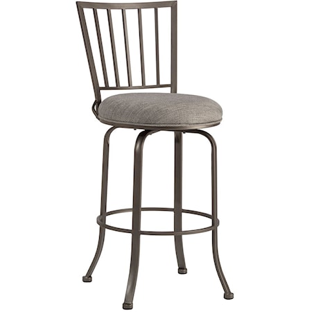 Casual Commercial-Grade Swivel Counter Stool with Gray Upholstery