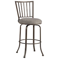 Casual Commercial-Grade Swivel Bar Stool with Gray Upholstery