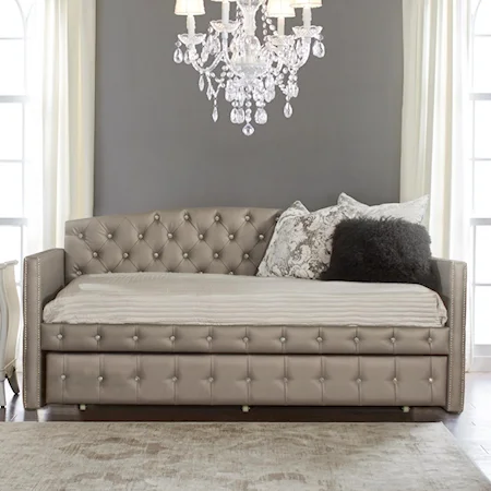 Upholstered Daybed with Diamond Tufting and Suspension Deck