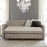 Twin Upholstered Daybed and Trundle with Diamond Tufting