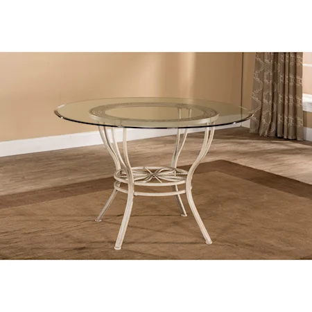 Metal Round Dining Table with Glass Top