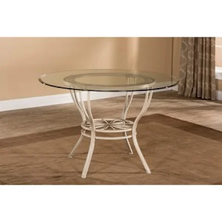Metal Round Dining Table with Glass Top