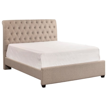 Queen Upholstered Bed with Button Tufting