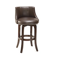 Napa Valley Swivel Counter Stool with Brown Leather Upholstery