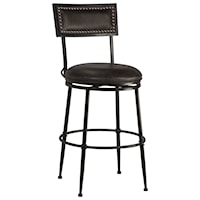 Transitional Commercial Grade Swivel Bar Stool with Nailhead Trim