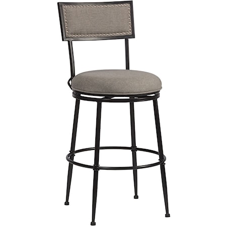 Transitional Commercial Grade Swivel Bar Stool with Nailhead Trim