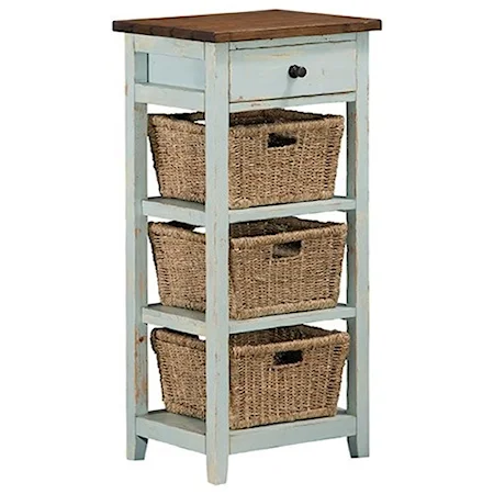 End Table with 3 Baskets and Drawer