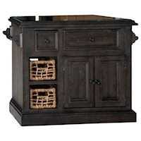 Small Granite Top Kitchen Island with Two Baskets