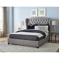 Upholstered King Bed Set with Wingback Headboard