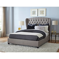 Upholstered Queen Bed Set with Wingback Headboard