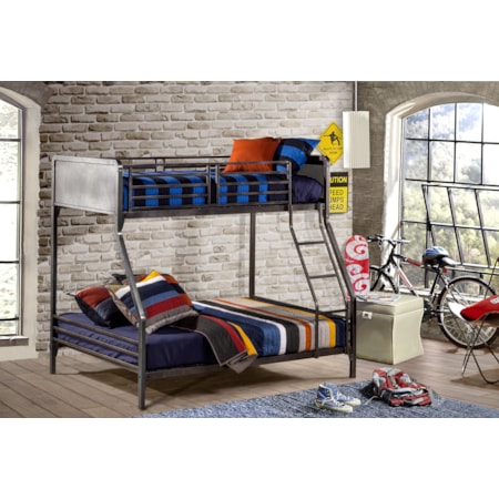 Contemporary Metal Twin/Full Bunk Bed
