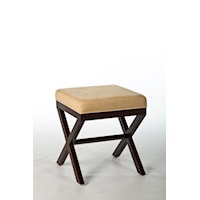 Morgan Wood Vanity Stool with Cross Hatched Legs