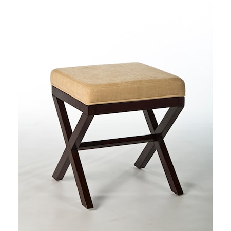 Morgan Wood Vanity Stool with Cross Hatched Legs