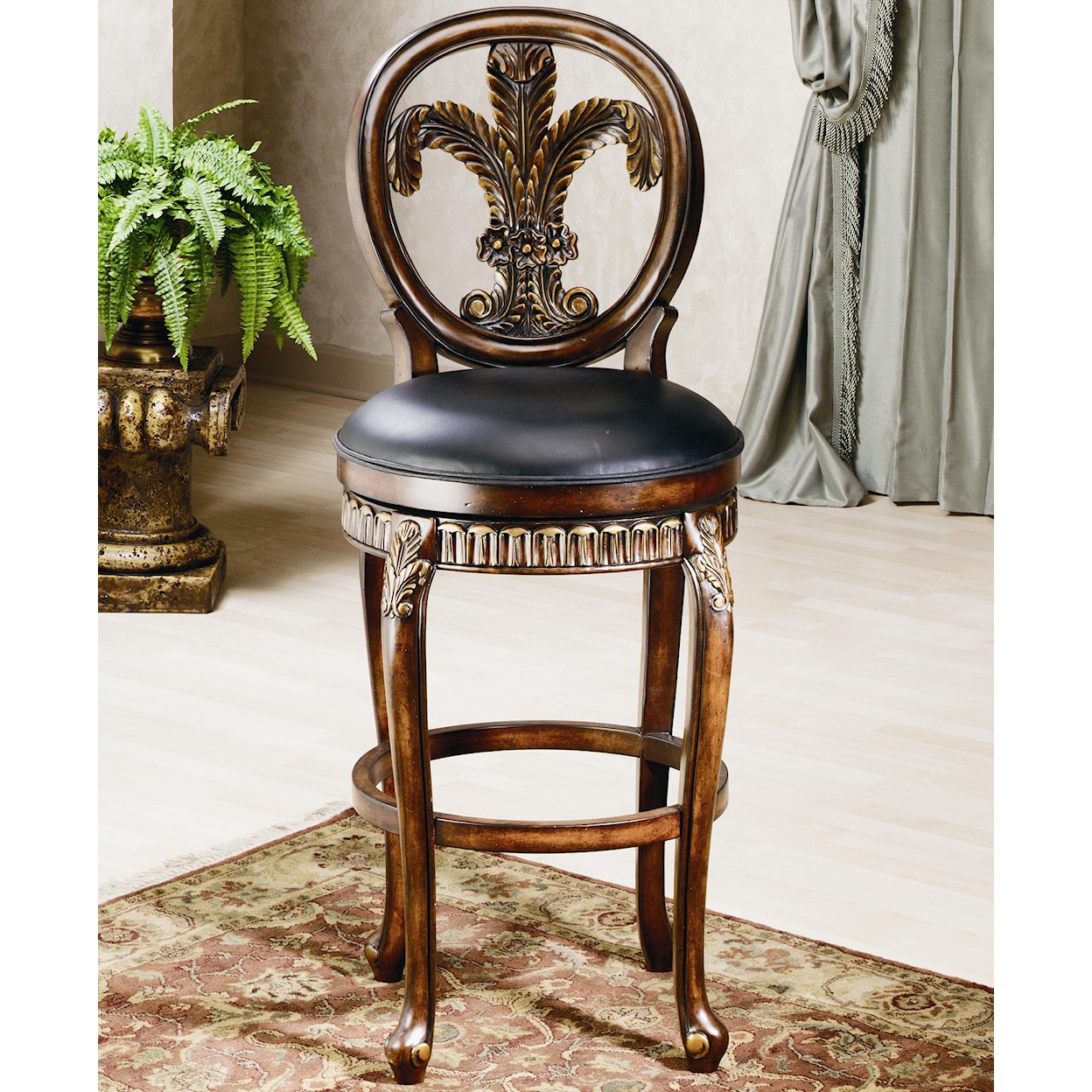 Hillsdale Wood Stools 31" Bar Height Fleur De Lis Stool