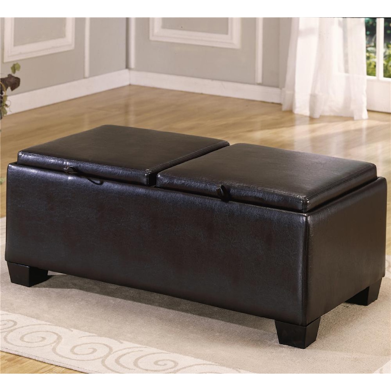 Homelegance Furniture 458-459 PVC Ottoman with 2 Storage/Covers