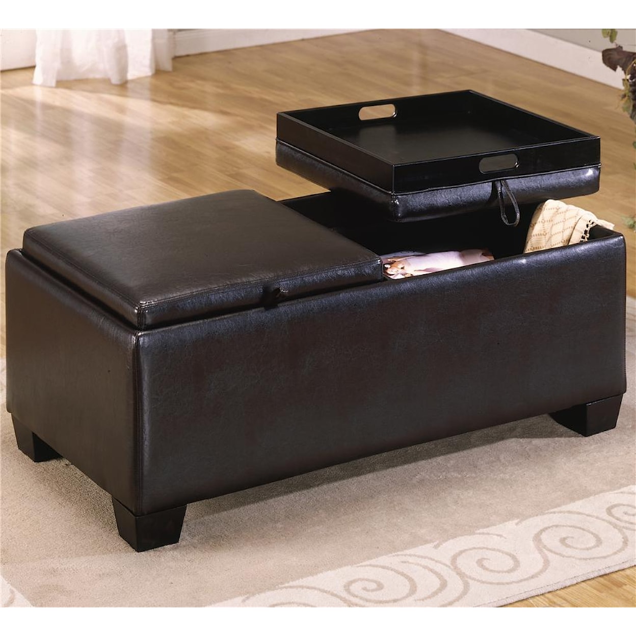 Homelegance 458-459 PVC Ottoman with 2 Storage/Covers