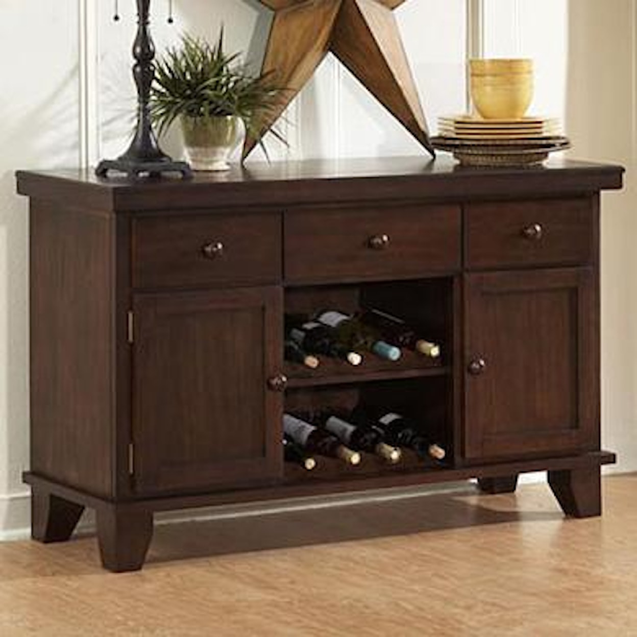 Homelegance Ameillia Server with Two Wine Racks