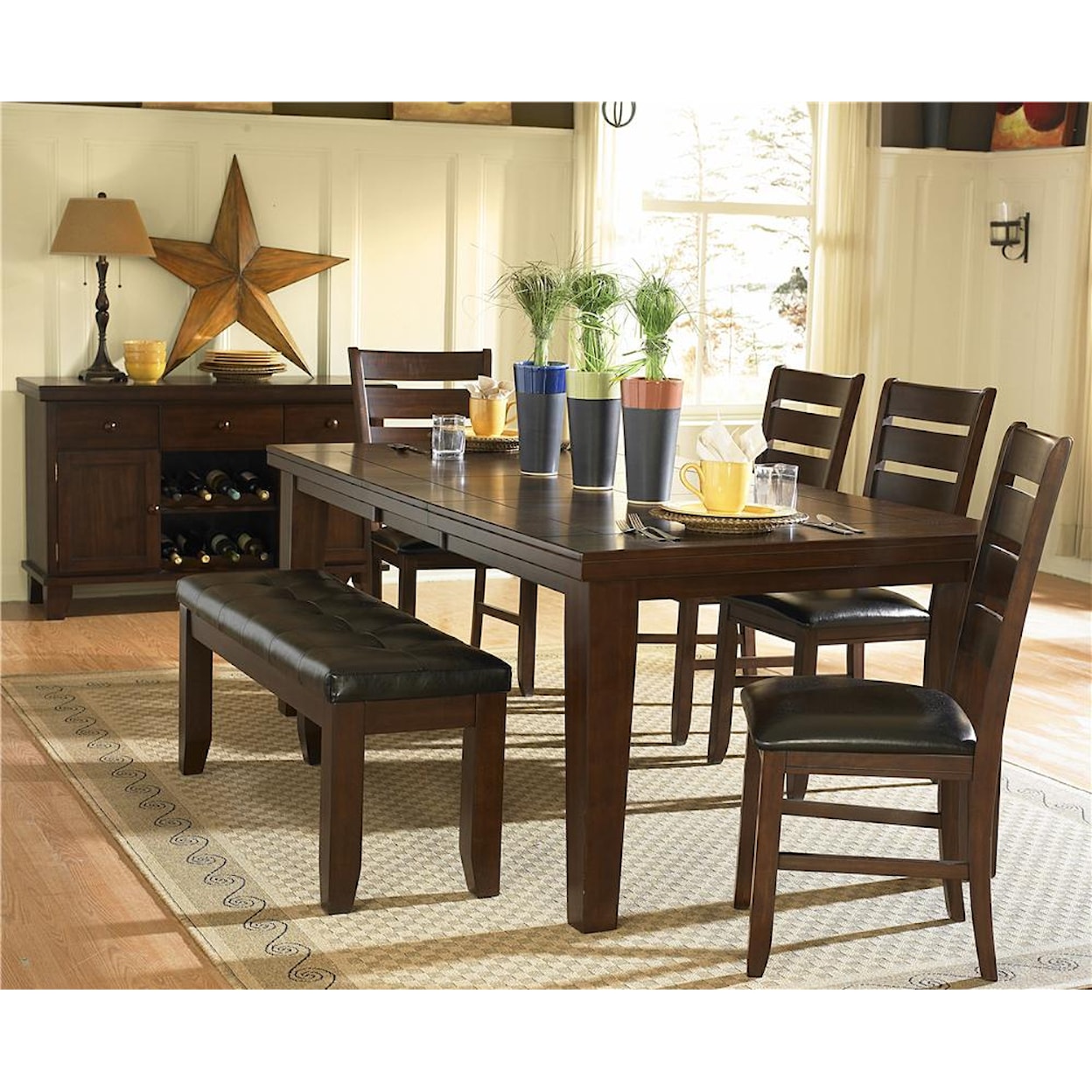 Homelegance Ameillia Dining Table, Dark Oak Finish