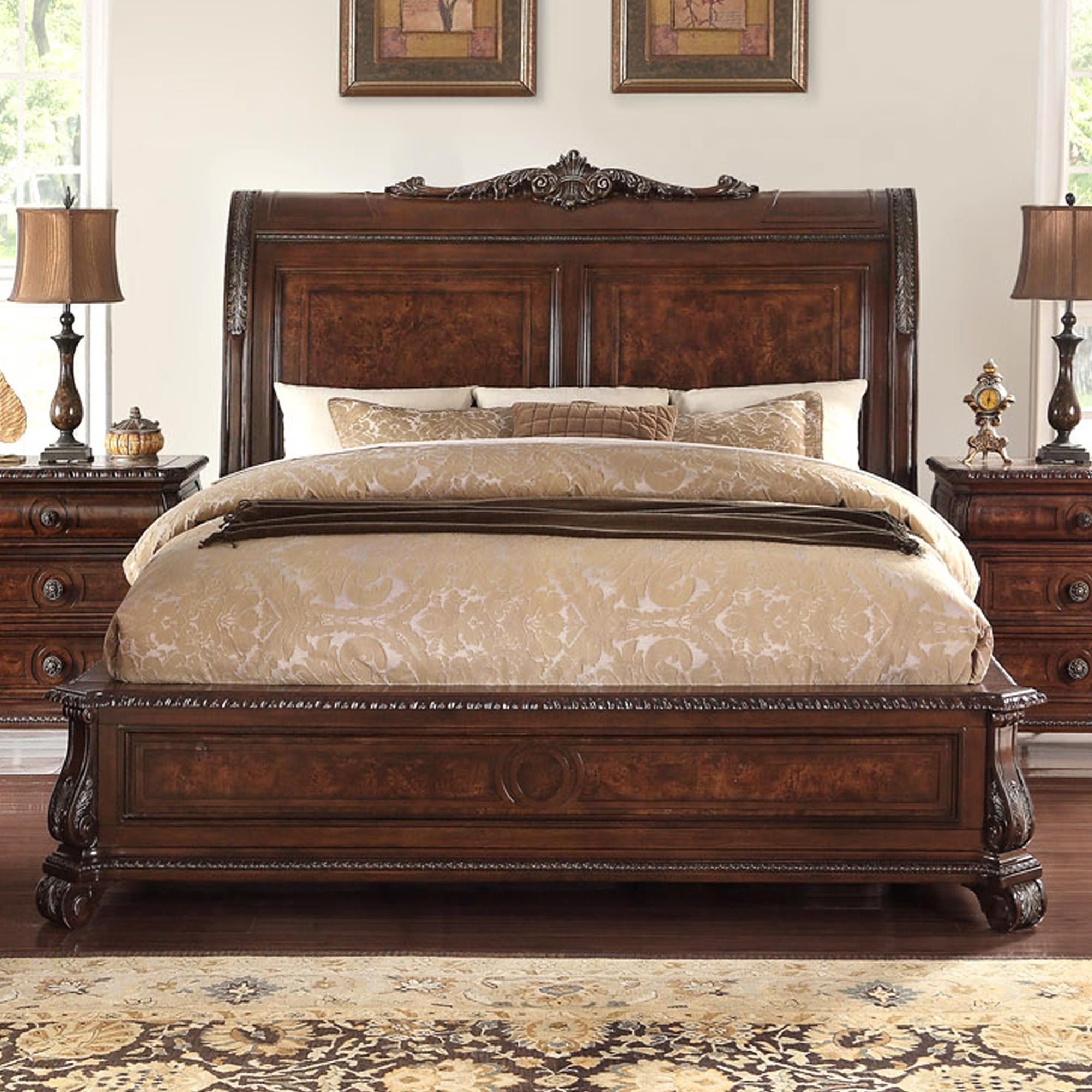 Wooden sleigh bed frame deals