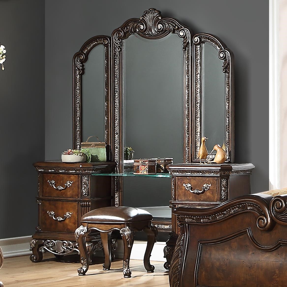 Realyn vanity and mirror with stool sales