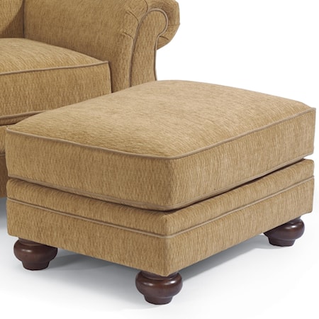 Transitional Upholstered Ottoman with Bun Feet