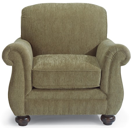 Transitional Upholstered Arm Chair with Bun Feet