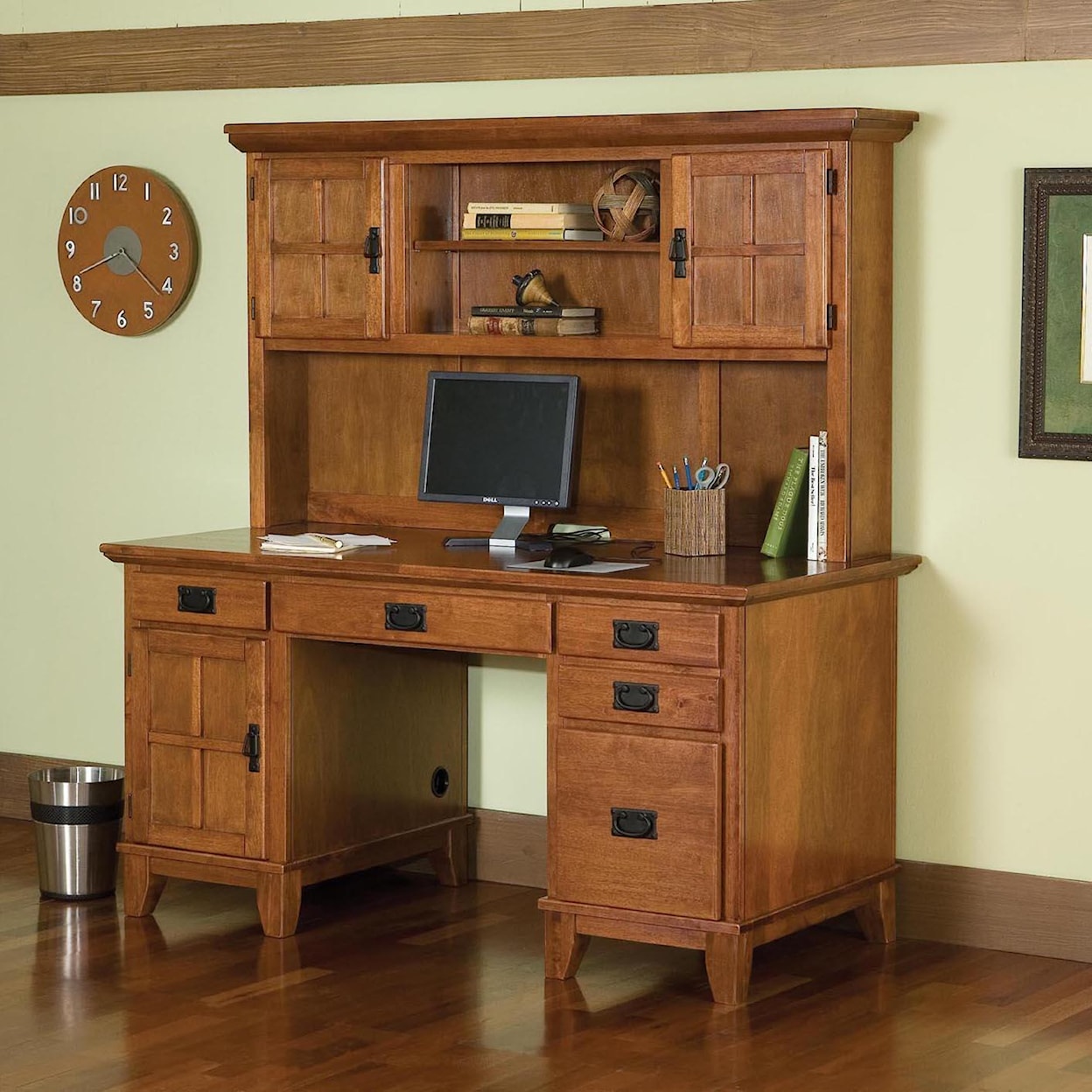 homestyles Arts and Crafts Double Pedestal Desk and Hutch