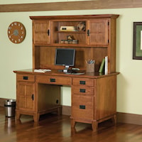 5 Drawer Double Pedestal Desk and 2 Door Hutch